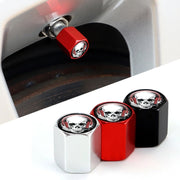 4pcs /Set Headset Skeleton Metal Tire Valve Caps Automobile Universal Modified Valve Covers(Red)