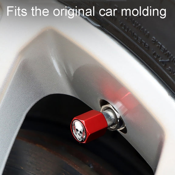 4pcs /Set Headset Skeleton Metal Tire Valve Caps Automobile Universal Modified Valve Covers(Red)