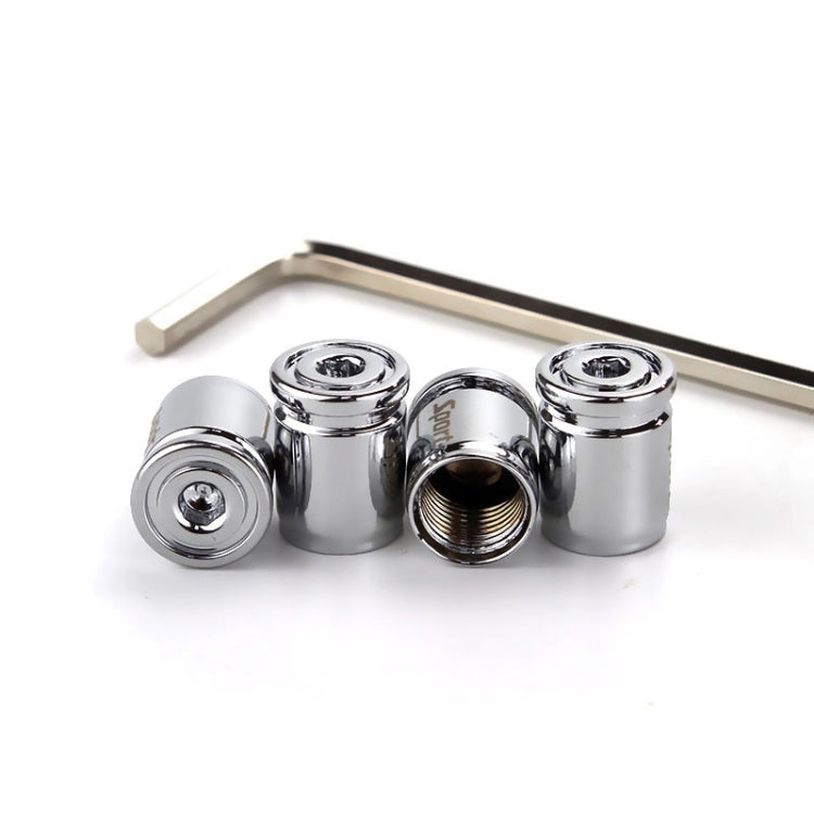 4pcs /Set Sport Anti-Theft Car Tire Valve Caps Universal Valve Cover With Wrench(Silver) - Tire Valve Caps by PMC TechLife | Online Shopping South Africa | PMC TechLife | Buy Now Pay Later Mobicred