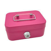 Portable Metal Safe Cash Box Piggy Bank Money Organizer with Key(Small Pink)