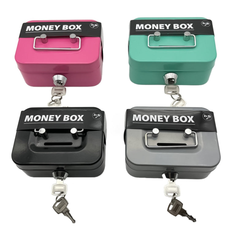 Portable Metal Safe Cash Box Piggy Bank Money Organizer with Key(Small Black)