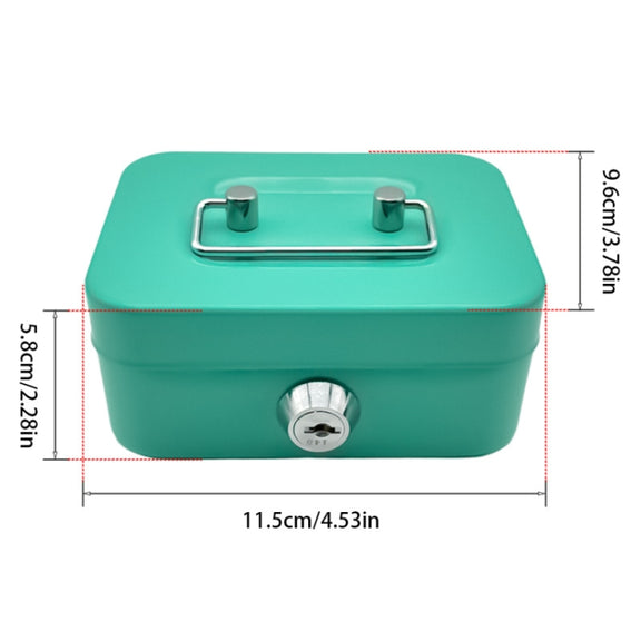 Portable Metal Safe Cash Box Piggy Bank Money Organizer with Key(Small Black)