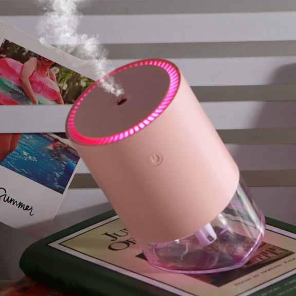 350ml Ultrasonic Air Humidifier Mini Angle Adjustment Car Air Purifier, Spec: USB Plug Pink