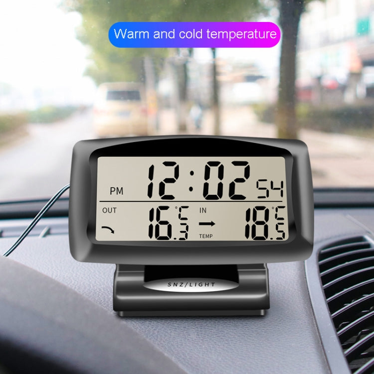 LCD Night Light Car Clock Automotive Electronics Inside And Outside Dual Thermometer - Clocks & Car Meters by PMC TechLife | Online Shopping South Africa | PMC TechLife | Buy Now Pay Later Mobicred