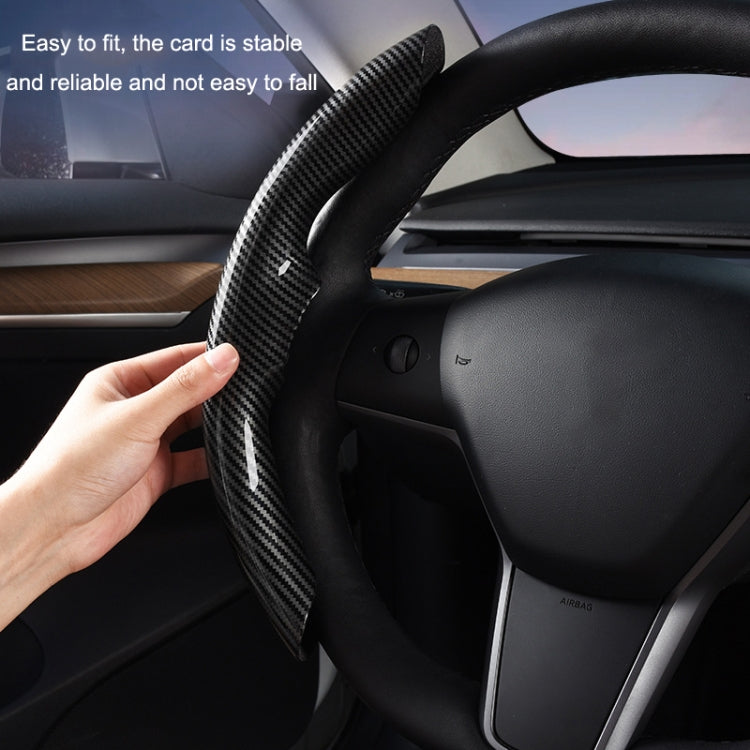 For Tesla Model3/Y 30cm Carbon Fiber Pattern Steering Wheel Handlebar Cover(Black)