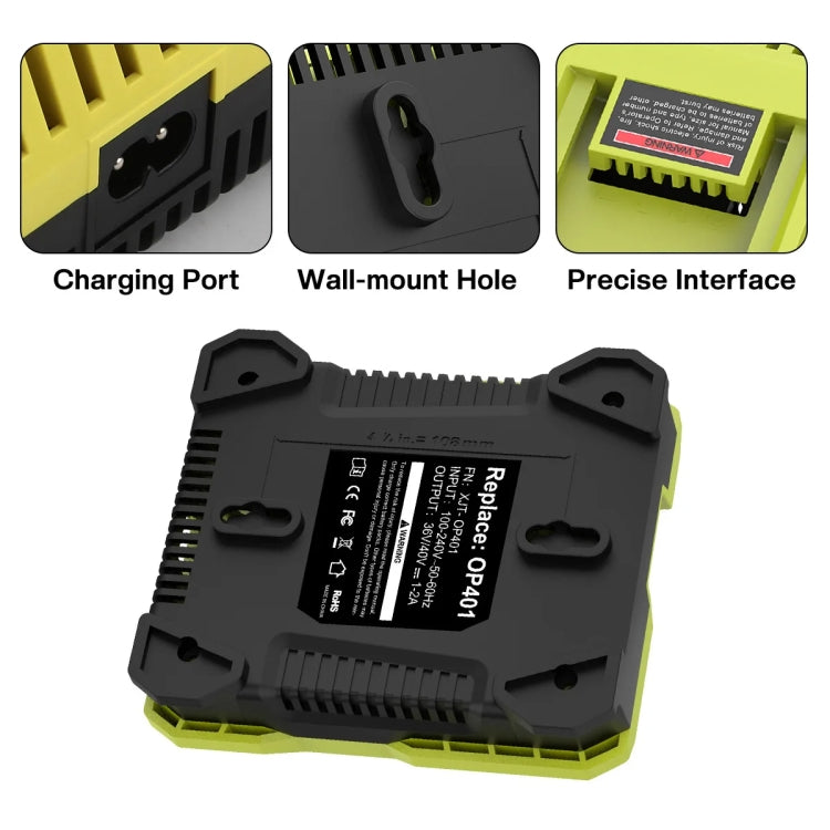 36-40V Tool Cutting Machine Battery Charger, For RYOBI PO401 / PO403 / PO400, Plug: UK