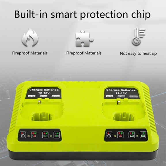 For RYOBI P108 / P117 12-18V Lithium Nickel Battery Dual Port Charger, Plug: EU