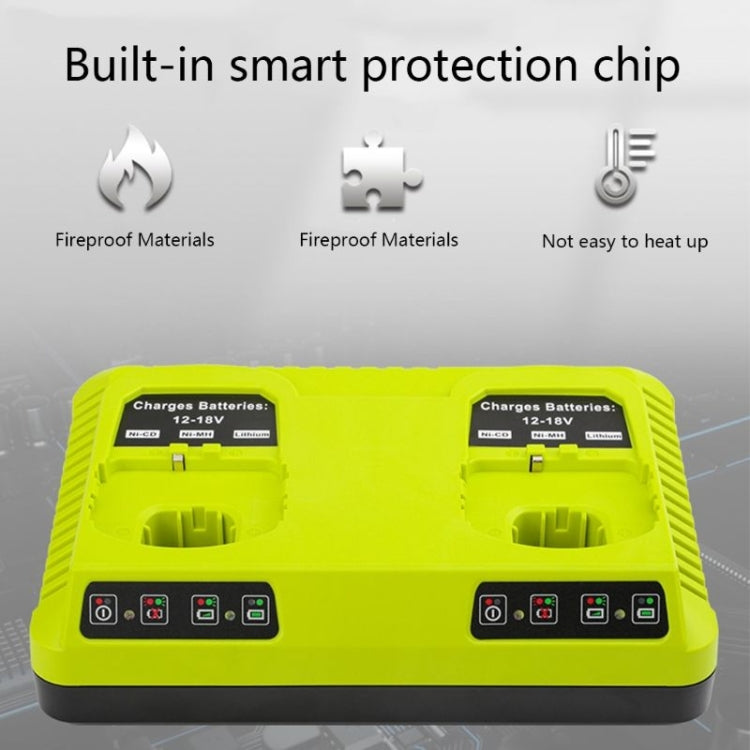 For RYOBI P108 / P117 12-18V Lithium Nickel Battery Dual Port Charger, Plug: EU