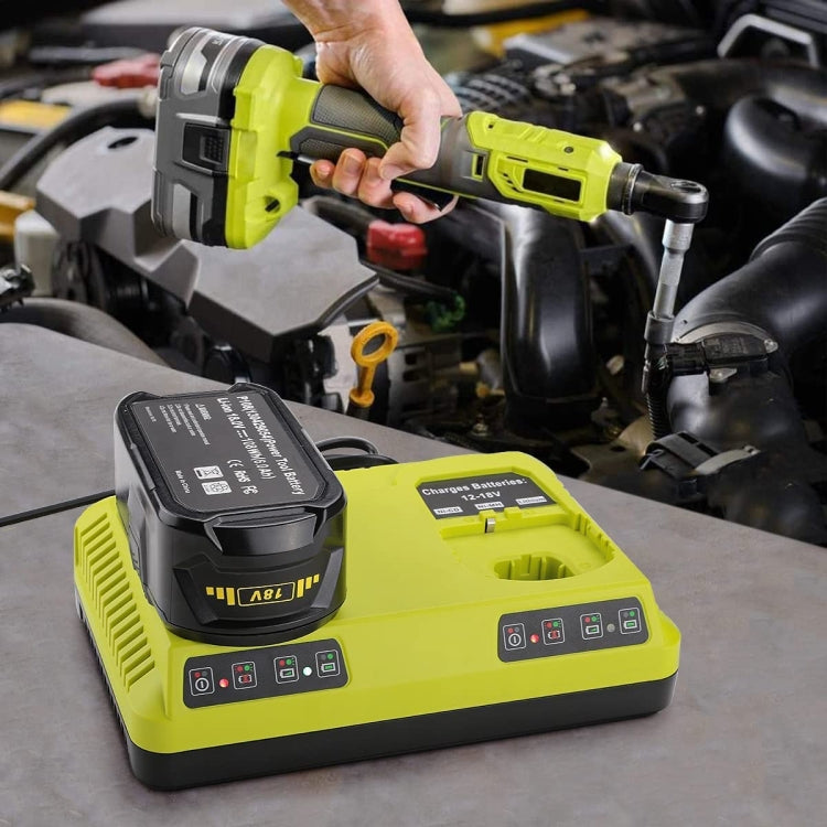 For RYOBI P108 / P117 12-18V Lithium Nickel Battery Dual Port Charger, Plug: US