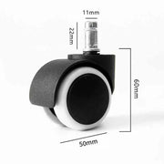 2 Inch 11 x 22mm Plunger Swivel Casters Chair Replacement Wheels(Gray)