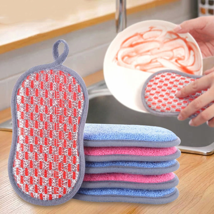 5pcs Double-sided Absorbent Kitchen Dishwashing Sponge Multifunctional Cleaning Rag, Style: Red