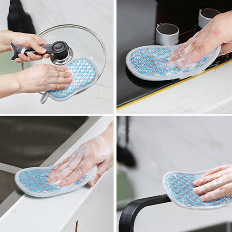 5pcs Double-sided Absorbent Kitchen Dishwashing Sponge Multifunctional Cleaning Rag, Style: Gray