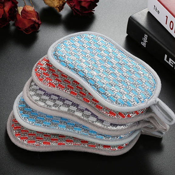 5pcs Double-sided Absorbent Kitchen Dishwashing Sponge Multifunctional Cleaning Rag, Style: Red