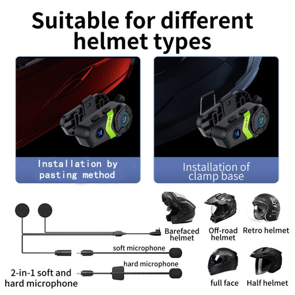 S3 Motorcycle Helmet Bluetooth Headset For Full and Half Helmets(Green)