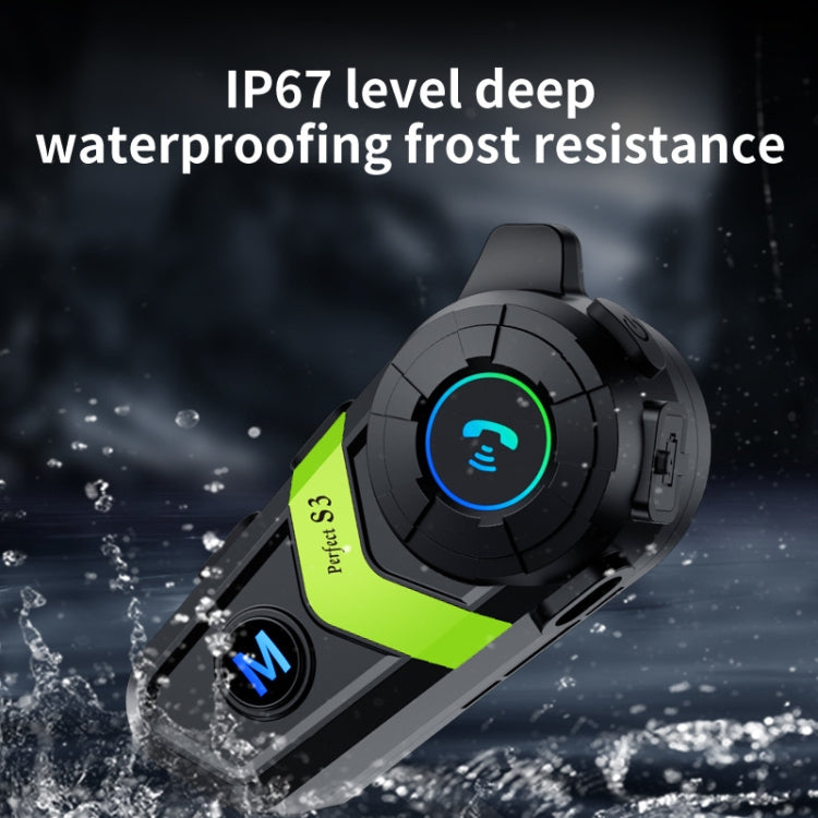 S3 Motorcycle Helmet Bluetooth Headset For Full and Half Helmets(Green) - Motorcycle Walkie Talkie by PMC TechLife | Online Shopping South Africa | PMC TechLife | Buy Now Pay Later Mobicred