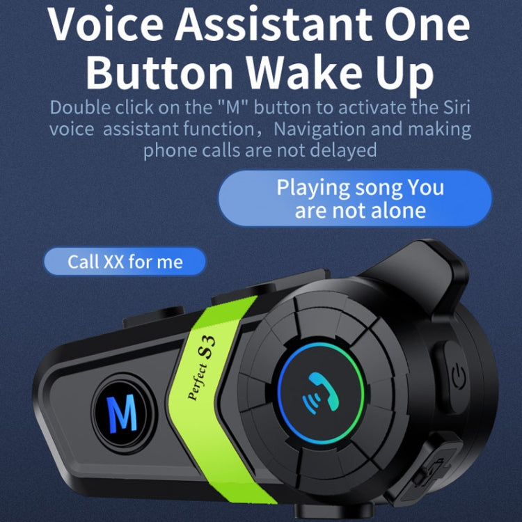 S3 Motorcycle Helmet Bluetooth Headset For Full and Half Helmets(Green) - Motorcycle Walkie Talkie by PMC TechLife | Online Shopping South Africa | PMC TechLife | Buy Now Pay Later Mobicred