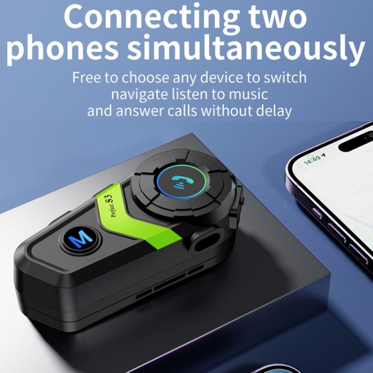 S3 Motorcycle Helmet Bluetooth Headset For Full and Half Helmets(Green) - Motorcycle Walkie Talkie by PMC TechLife | Online Shopping South Africa | PMC TechLife | Buy Now Pay Later Mobicred
