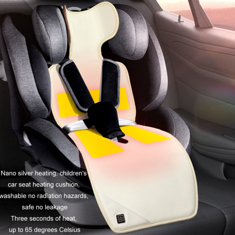 Car USB Heated Seat Cushion Winter Plush Child Seat Pad, Size: 90x32cm(Beige) - Seat Accessories by PMC TechLife | Online Shopping South Africa | PMC TechLife | Buy Now Pay Later Mobicred