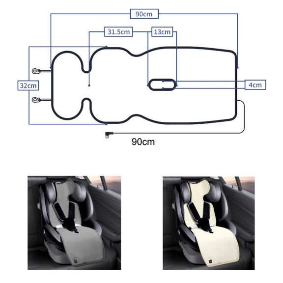 Car USB Heated Seat Cushion Winter Plush Child Seat Pad, Size: 90x32cm(Gray)