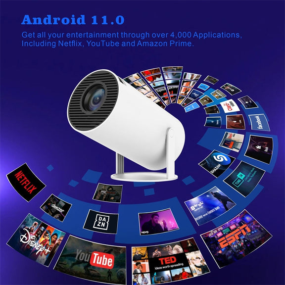 HY300 Smart Projector Android 11.0 System 120 Lumen Portable Projector AU Plug