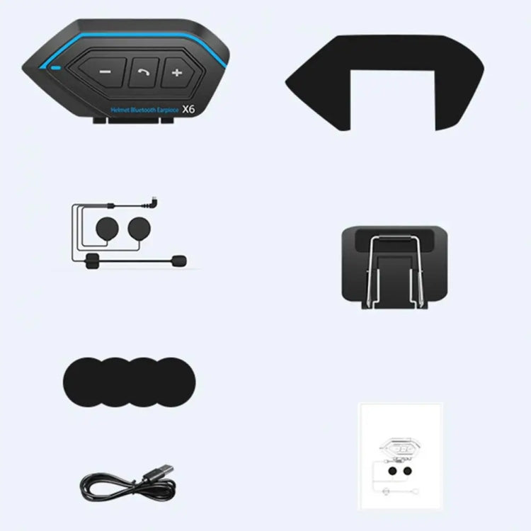 X6 Helmet Bluetooth Headset Wireless Water-resistant Moto Handsfree Stereo Headphone(Hard Pipe Wheat)