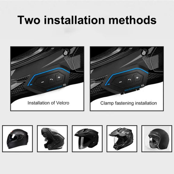 X6 Helmet Bluetooth Headset Wireless Water-resistant Moto Handsfree Stereo Headphone(Hard Pipe Wheat)