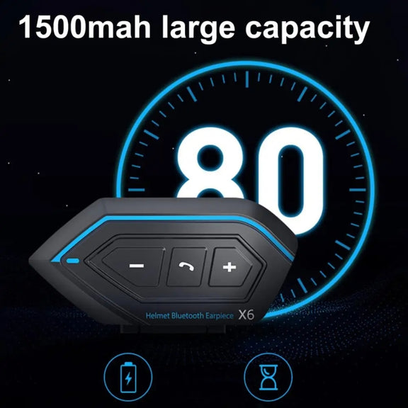 X6 Helmet Bluetooth Headset Wireless Water-resistant Moto Handsfree Stereo Headphone(Hard Pipe Wheat)