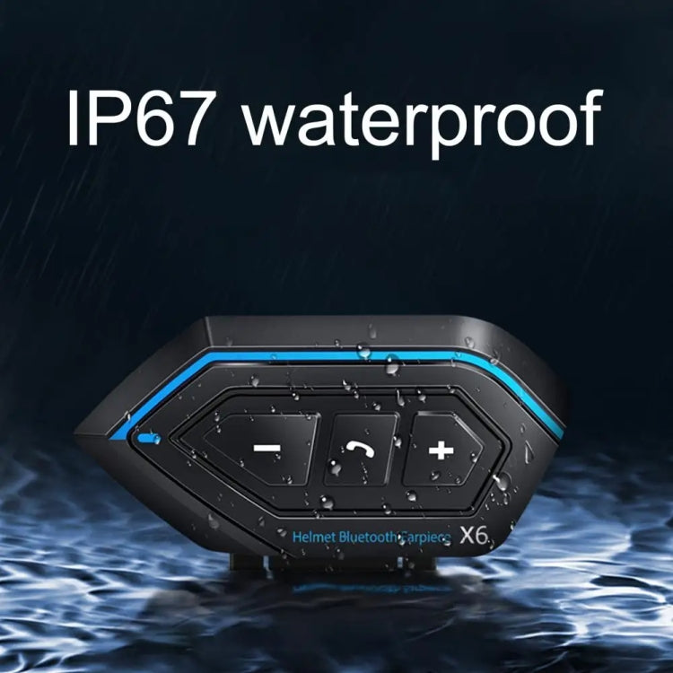 X6 Helmet Bluetooth Headset Wireless Water-resistant Moto Handsfree Stereo Headphone(Hard Pipe Wheat)