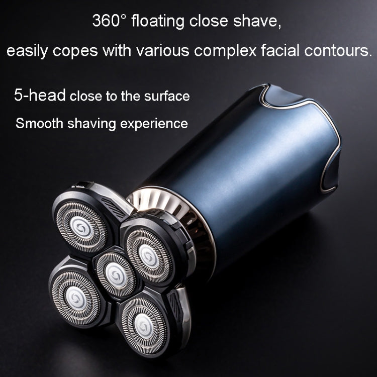 Men Multifunctional Electrical Shaver Rechargeable 5-Blade Shaving Razor(Dark Blue) - Electric Shavers by PMC TechLife | Online Shopping South Africa | PMC TechLife | Buy Now Pay Later Mobicred