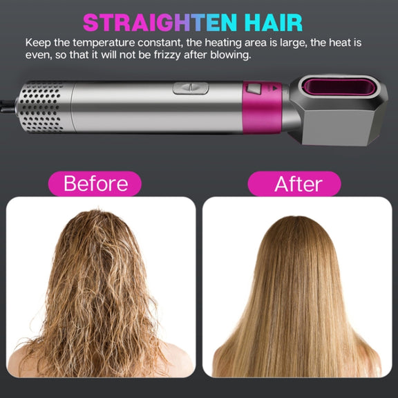 5 In 1 Hot Air Comb Automatic Curling Iron Square Model Hair Styling Comb Curling And Straightening, Plug: EU Plug