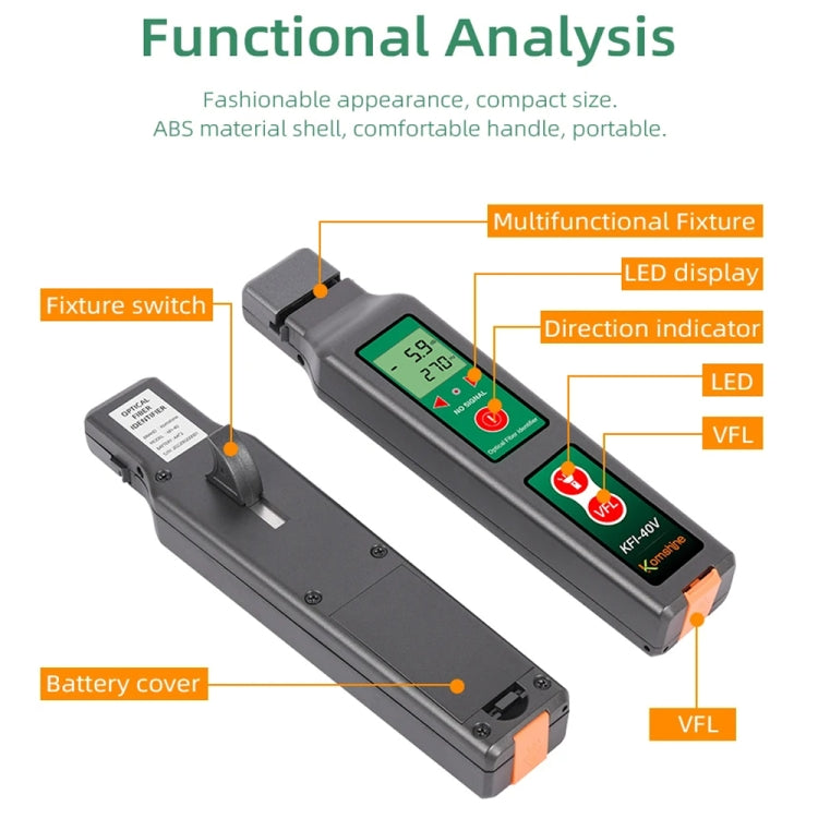 Komshine Fiber Optic Identifier Optical Cable Signal Direction Identifier With VFL Red Light 10mW(KFI-40V) - Fiber Optic Test Pen by Komshine | Online Shopping South Africa | PMC Jewellery | Buy Now Pay Later Mobicred