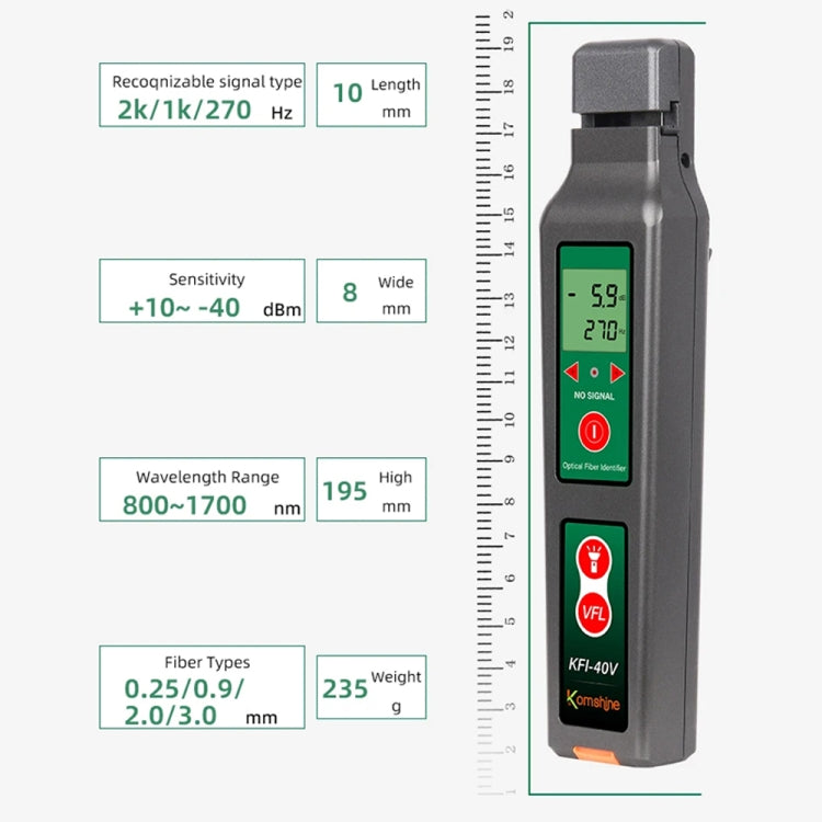 Komshine Fiber Optic Identifier Optical Cable Signal Direction Identifier With VFL Red Light 10mW(KFI-40V) - Fiber Optic Test Pen by Komshine | Online Shopping South Africa | PMC TechLife | Buy Now Pay Later Mobicred