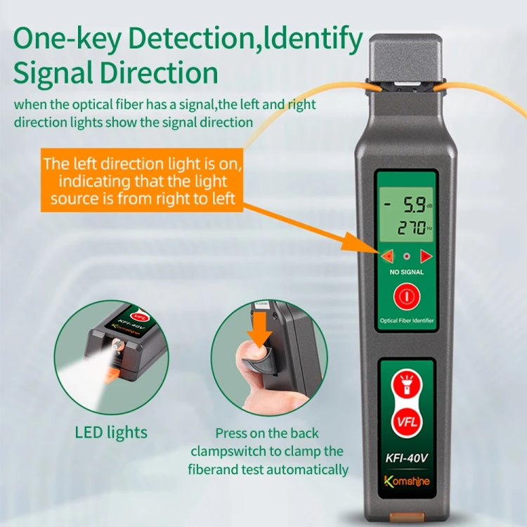 Komshine Fiber Optic Identifier Optical Cable Signal Direction Identifier With VFL Red Light 10mW(KFI-40V) - Fiber Optic Test Pen by Komshine | Online Shopping South Africa | PMC TechLife | Buy Now Pay Later Mobicred