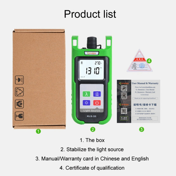 Komshine Handheld Laser Light Source Fiber Tester with LED Backlight, Model: KLS-35-S