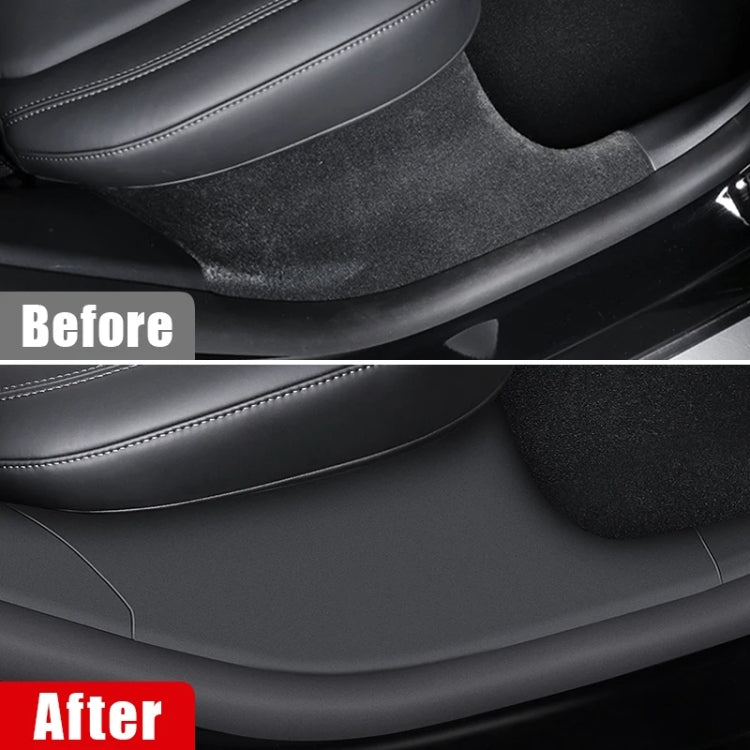 For Tesla Model Y Rear Door Built-In Sill Strip Rear Seats Anti-Kick Leather Protective Pad(Carbon Fiber) - Seat Accessories by PMC TechLife | Online Shopping South Africa | PMC TechLife | Buy Now Pay Later Mobicred