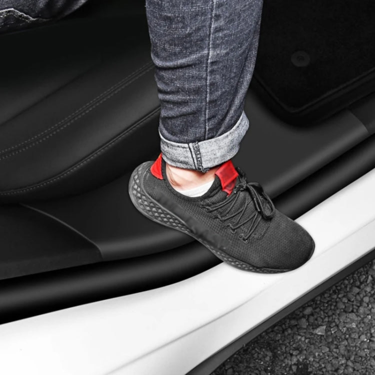 For Tesla Model Y Rear Door Built-In Sill Strip Rear Seats Anti-Kick Leather Protective Pad(Carbon Fiber) - Seat Accessories by PMC TechLife | Online Shopping South Africa | PMC TechLife | Buy Now Pay Later Mobicred
