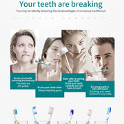 Rechargeable Ultrasonic Soft Bristle Electrical Toothbrushes Flosser 6 Gear With 4 Brushes(White)