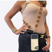 Retro Mobile Phone Chain Lanyard Tortoiseshell Acrylic Resin Bag Chain with Spacer, Spec: L205-LS-100cm