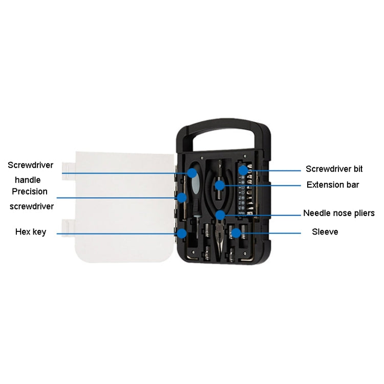 22 In 1 Transparent Lid Portable Tool Set Home Hardware Utility Kit - Combination Kit by PMC TechLife | Online Shopping South Africa | PMC TechLife