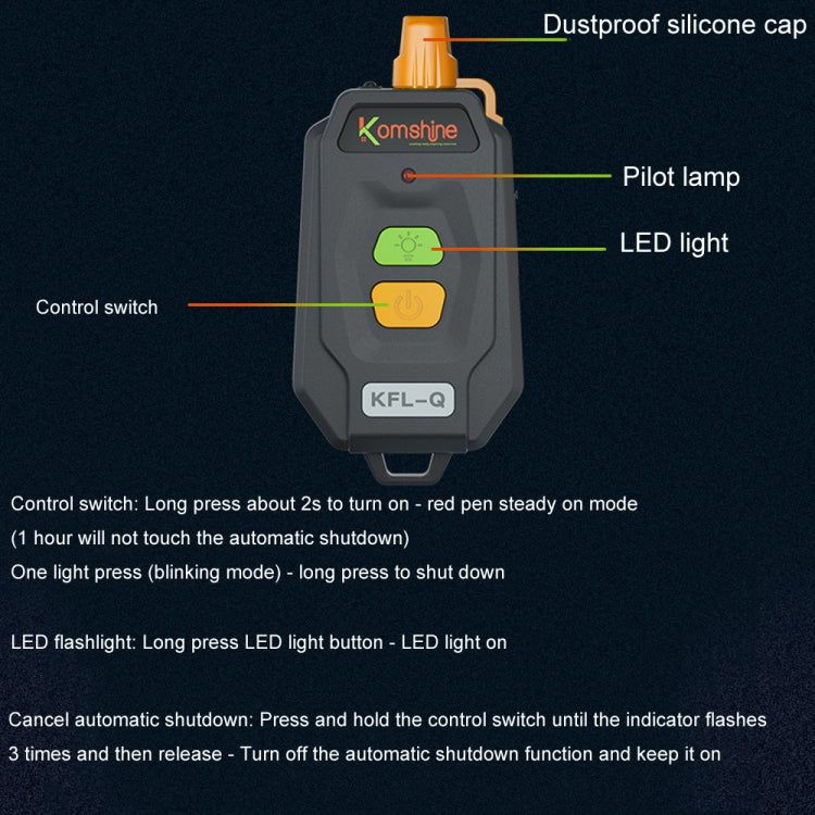 Komshine 20-25km Mini Optical Fiber Breakpoint Positioning Test Red Light Pen, Specification: KFL-Q-30MW