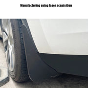 For Tesla Model Y Car Punch-Free Front And Rear Wheel Soft Rubber Mudguards, Style: Carbon Fiber