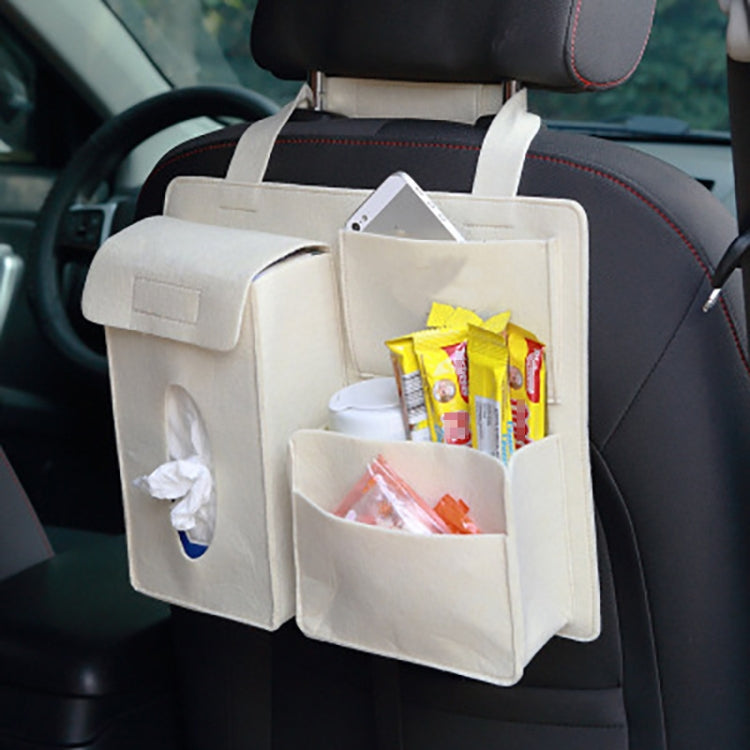 Felt Car Storage Bag Car Back Seat Hanging Organizer Bag(Beige) - Stowing Tidying by PMC TechLife | Online Shopping South Africa | PMC TechLife | Buy Now Pay Later Mobicred