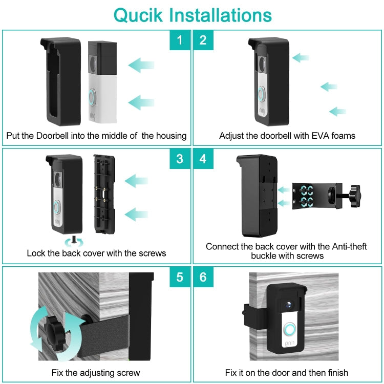For Blink / Google Ring Doorbell Device Universal Door Overhead Bracket Anti-theft Adjustable - free shipping - PMC Jewellery - Order now!