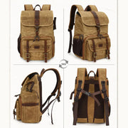 Large Capacity SLR Digital Camera Bag Laptop Backpack Canvas Storage Bag(Grey)