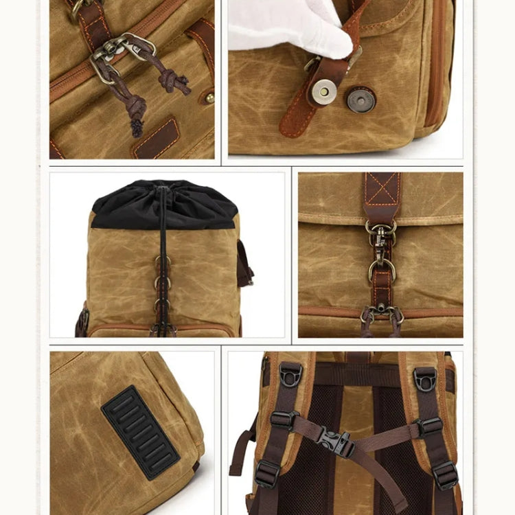 Large Capacity SLR Digital Camera Bag Laptop Backpack Canvas Storage Bag(Khaki) - Backpack by PMC TechLife | Online Shopping South Africa | PMC TechLife | Buy Now Pay Later Mobicred