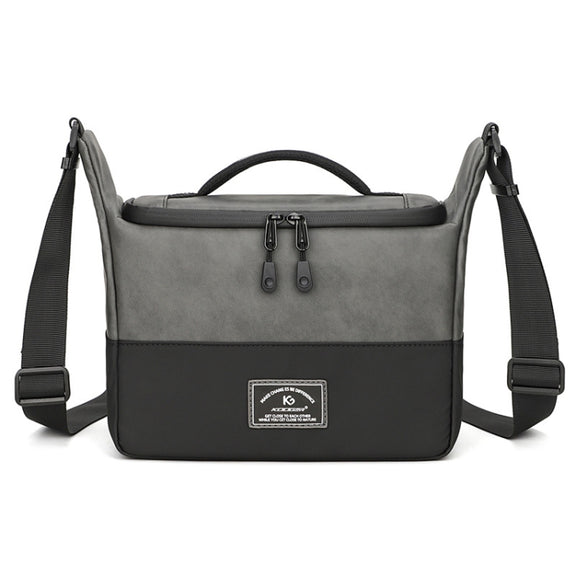 PU Leather Shoulder Crossbody Photography Bag SLR Camera Bag Lens Storage Bag(Gray)