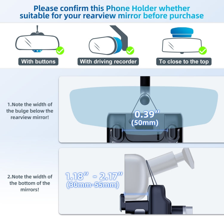 Car Rearview Mirror Phone Holder 360 Degree Rotation Smartphones Stand(Black) - Car Holders by PMC TechLife | Online Shopping South Africa | PMC TechLife | Buy Now Pay Later Mobicred