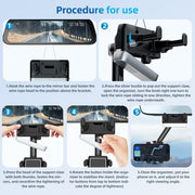 Car Rearview Mirror Phone Holder 360 Degree Rotation Smartphones Stand(Black)