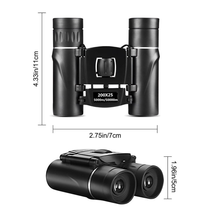 200 x 25 With Phone Clip HD Powerful Folding Binoculars for Hunting Outdoor Camping - free shipping - PMC TechLife - Order now!