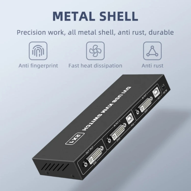 4K DVI USB KVM Switch DVI 2 In 1 Out Adapter Two Computer Shared Switcher Hub(Black) - Switch by PMC Jewellery | Online Shopping South Africa | PMC Jewellery | Buy Now Pay Later Mobicred